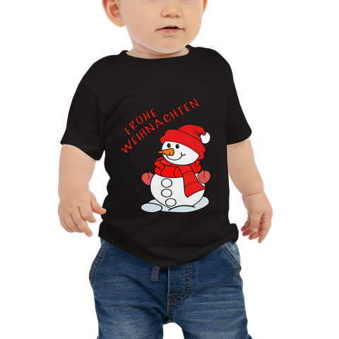 Schneemann-Frohe Weihnachten Baby Jersey Kurzarm T-Shirt