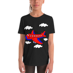 Kinder Kurzarm T-Shirt mit Flugzeug Motiv